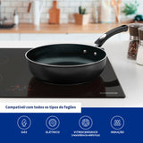 Tramontina Mônaco Induction Aluminum Deep Frying Pan with Black Interior and Exterior Starflon Premium Nonstick Coating, 24 cm, 2.7 L