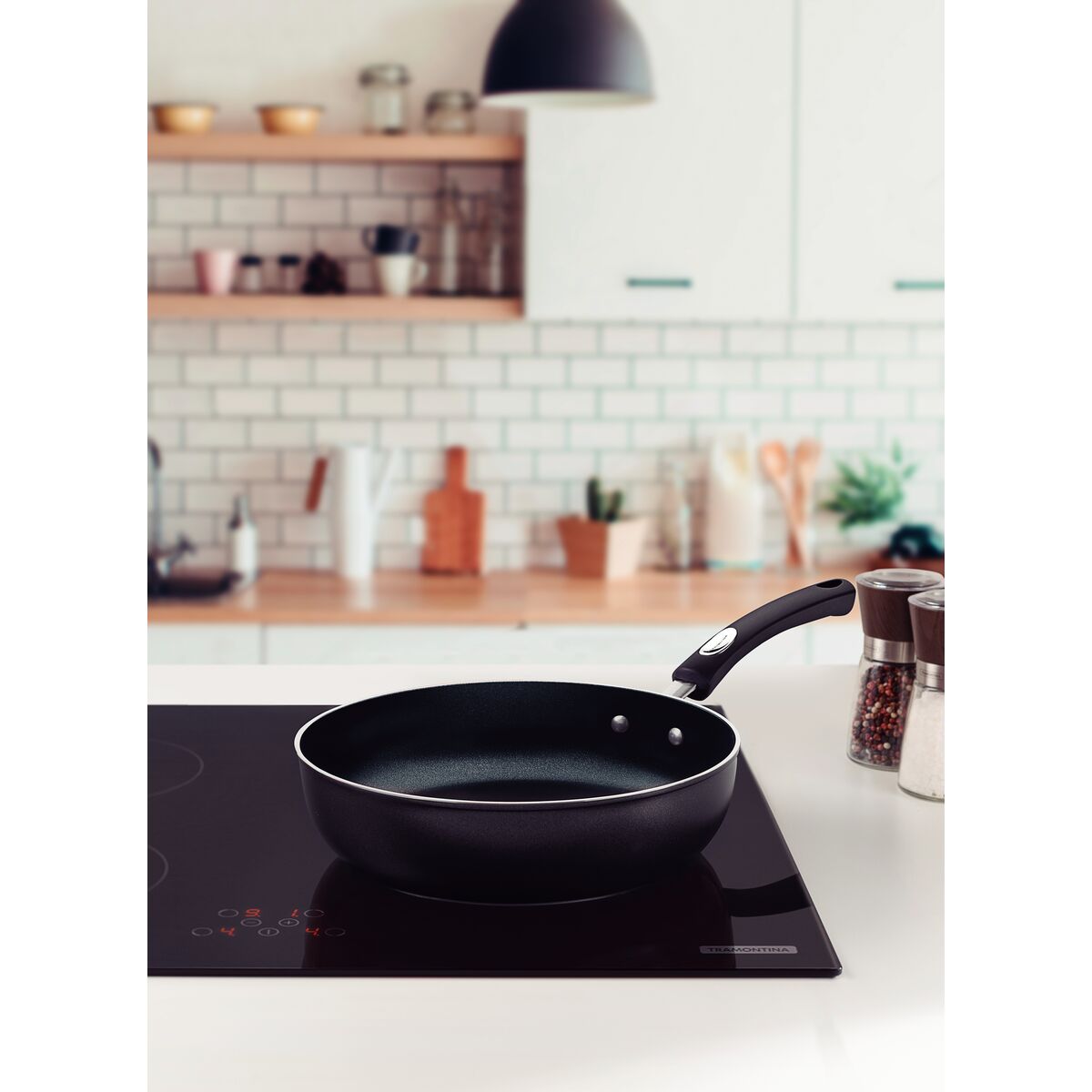 Tramontina Mônaco Induction Aluminum Deep Frying Pan with Black Interior and Exterior Starflon Premium Nonstick Coating, 24 cm, 2.7 L