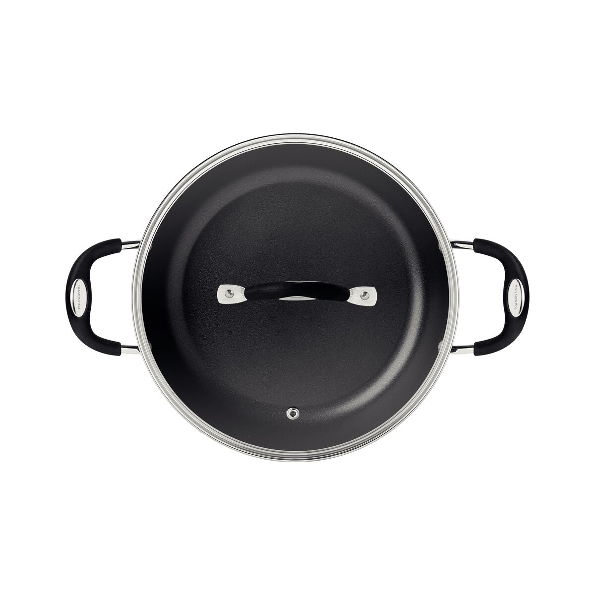 Tramontina Mônaco Induction Aluminum Skillet with Lid with Black Interior and Exterior Starflon Premium Nonstick Coating and Lid, 28 cm, 4.2 L