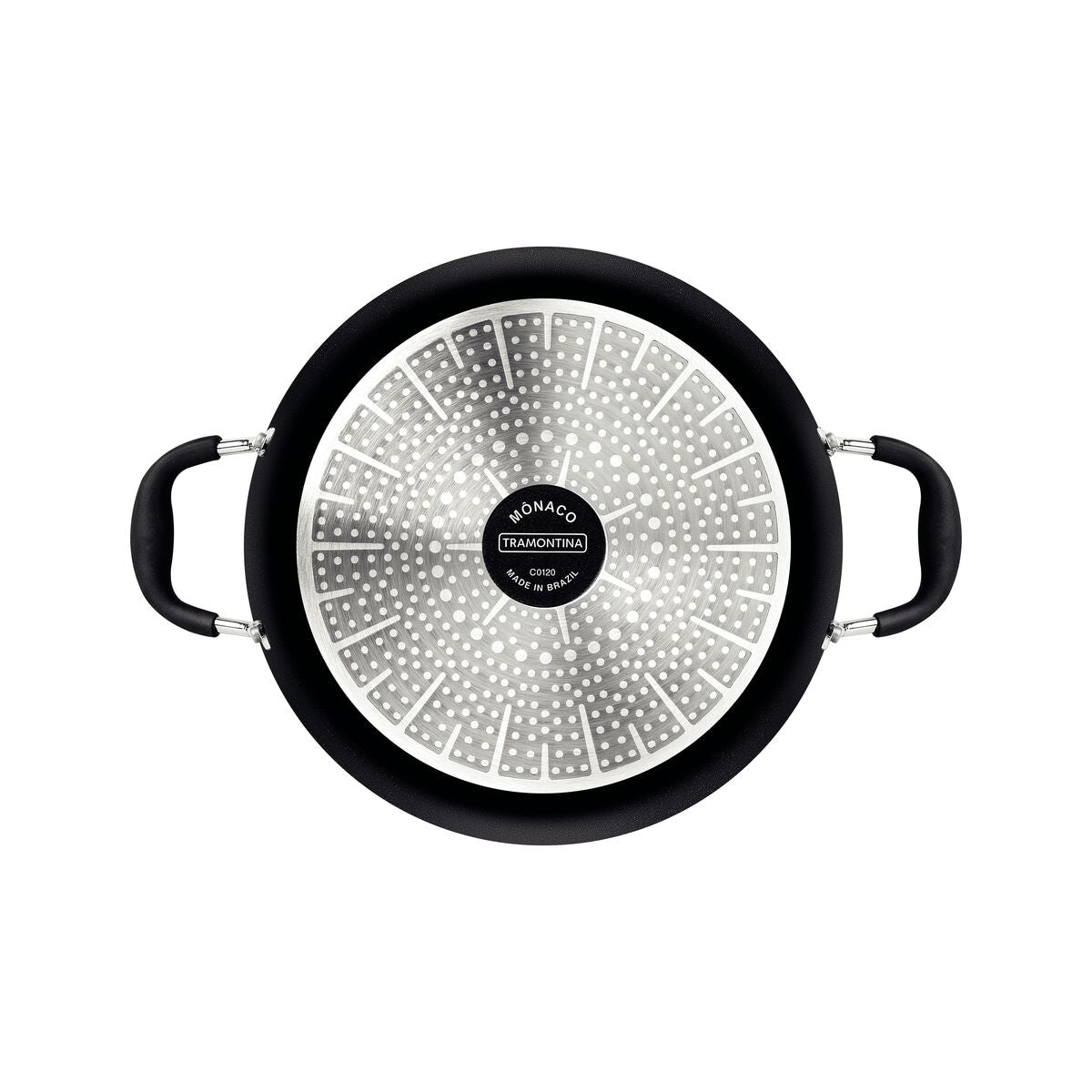 Tramontina Mônaco Induction Aluminum Skillet with Lid with Black Interior and Exterior Starflon Premium Nonstick Coating and Lid, 28 cm, 4.2 L