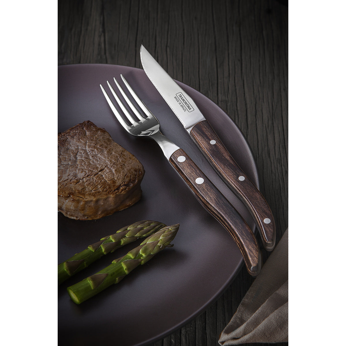 Tramontina Paisano Steak Knife  with Stainless-Steel Blade and Treated Brown Polywood Handle 4"
