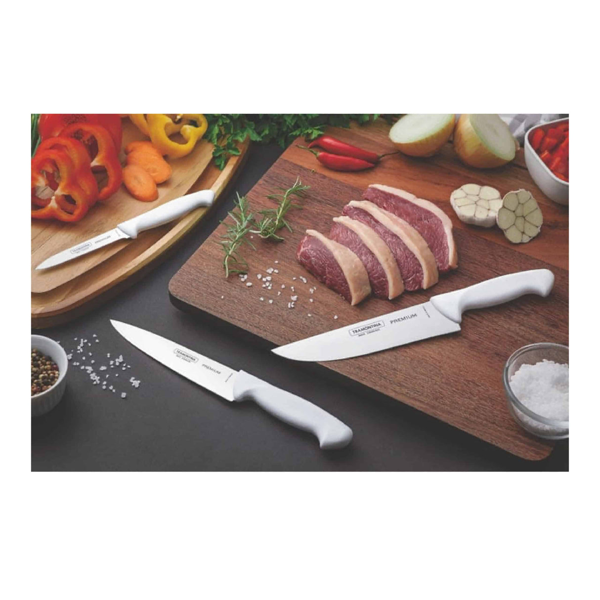 Tramontina Premium Utility Knife with Stainless Steel Blade and White Polypropylene Handle