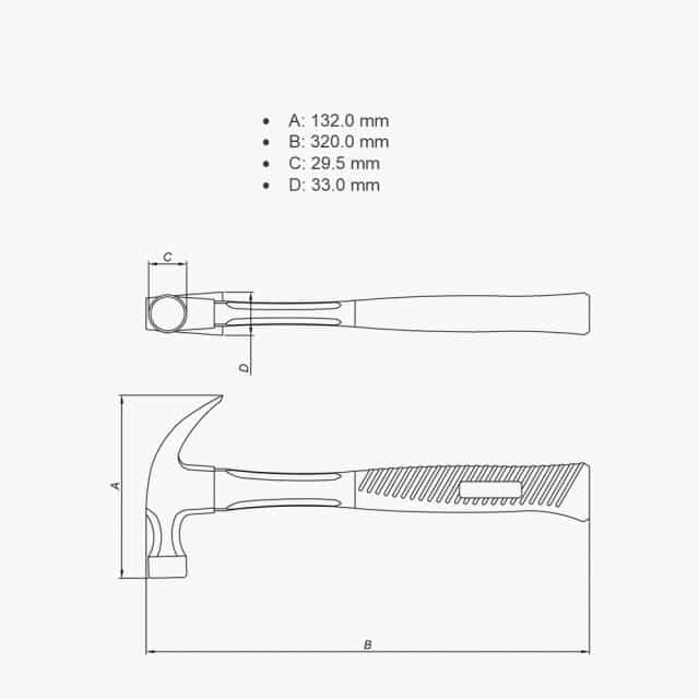 Tramontina 16oz Claw Hammer with Polished Fiberglass Handle