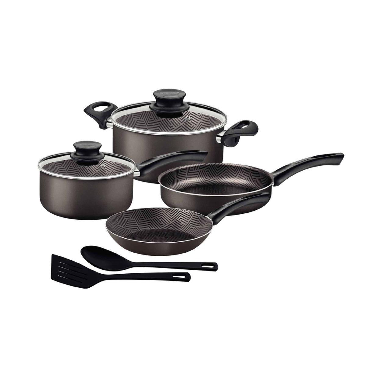 Tramontina Paris 8 Pieces Lead Colored Aluminum Cookware Set with Interior and Exterior Starflon Max PFOA Free Nonstick Coating