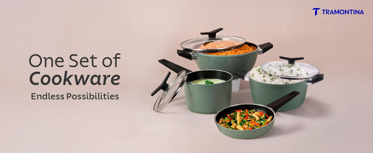 Tramontina Aura 7-Pieces Non-Stick Cookware Set – Sea Green