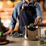 Grano 24 cm 7.7 L stainless steel stock pot with tri-ply body, lid and handles