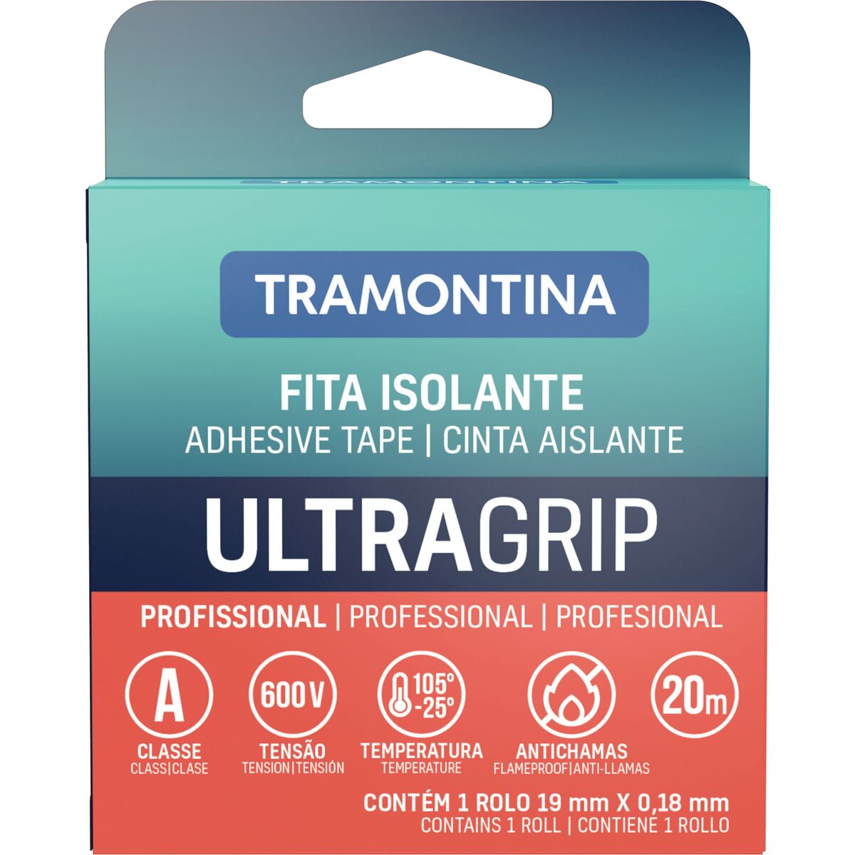 Tramontina 0.18x19mm 20m Black Flame Retardant Electrical Tape Class A