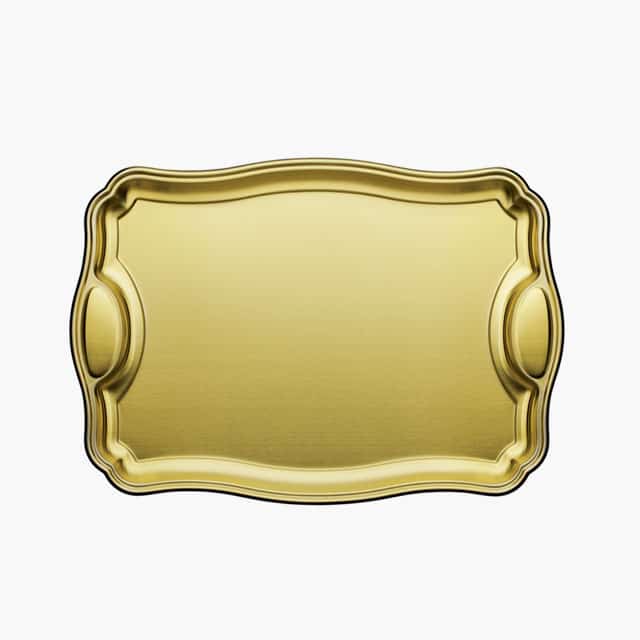 Rectangular Tray Golden 42 cm with Handle Made of Stainless Steel