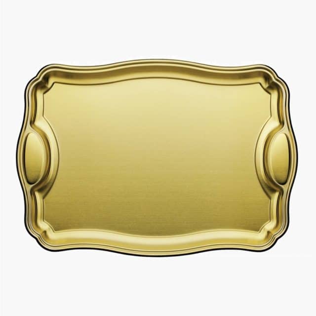 صينية مستطيلة ذهبية 49.5 سم بمقبض