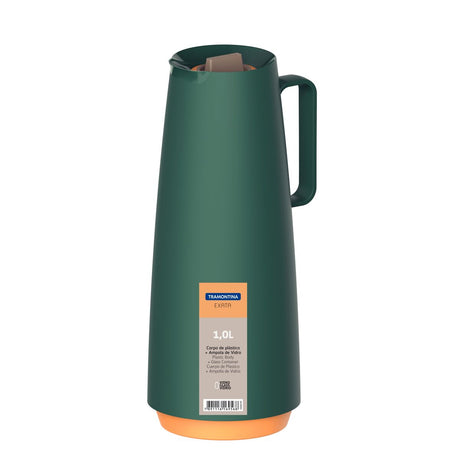 Tramontina Exata Green Plastic Thermal Flask with 1 Liter Glass Liner