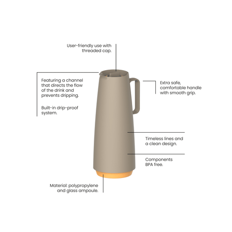 وعاء حراري من البولي بروبيلين من ترامونتينا إكساتا بيج مع بطانة زجاجية سعة 1 لتر 