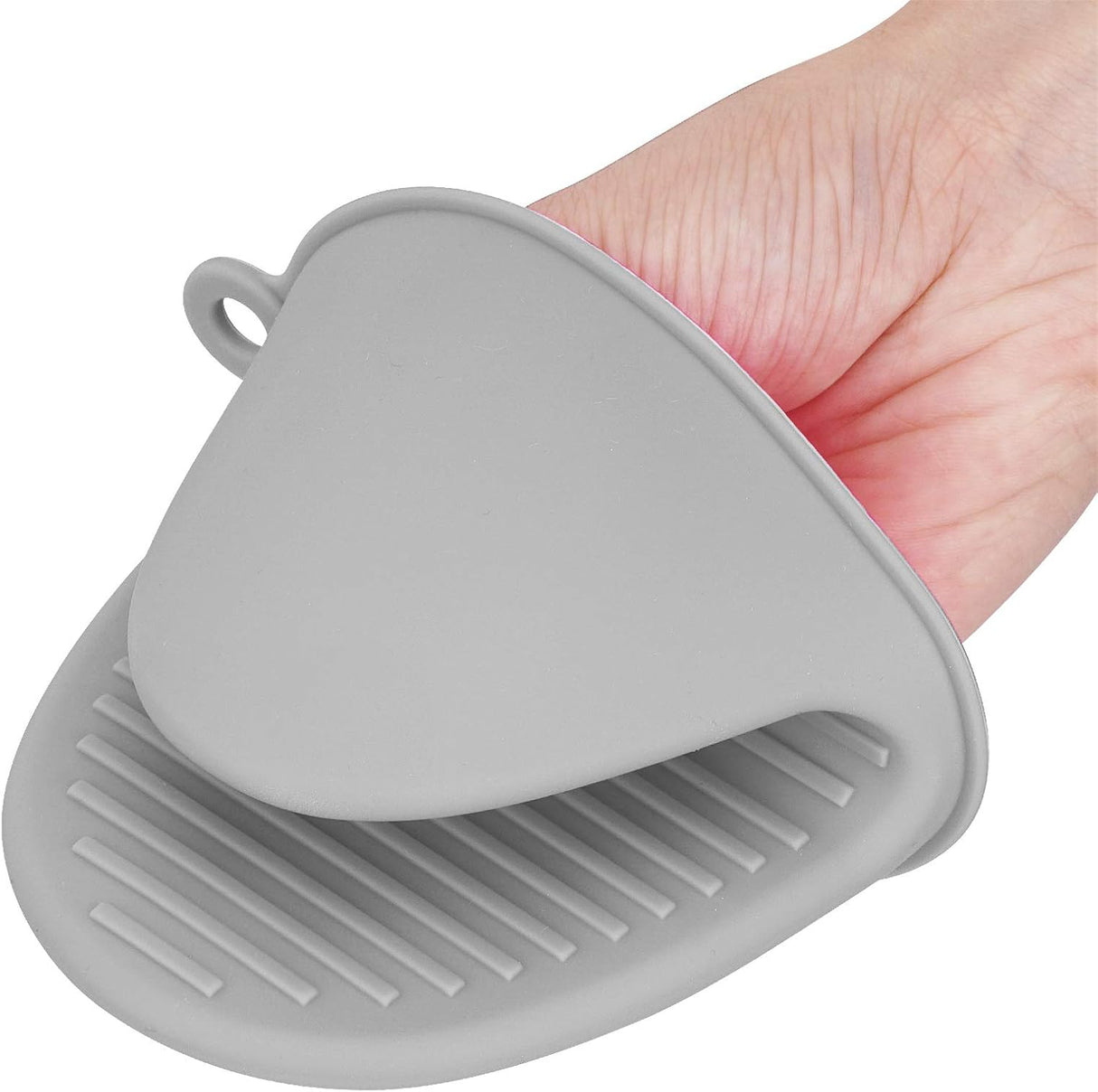 Tramontina Silicone Oven Mitts Pot Holders for Kitchen Heat Resistant Small Kitchen Mittens Rubber Air Fryer Mitts Mini Pot Pinch Grip for Cooking and Baking 1 Pair (Grey)