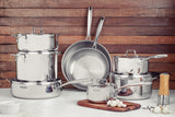Grano 30 cm 5.6L Stainless Steel frying pan with Tri-ply body, lid and long handle