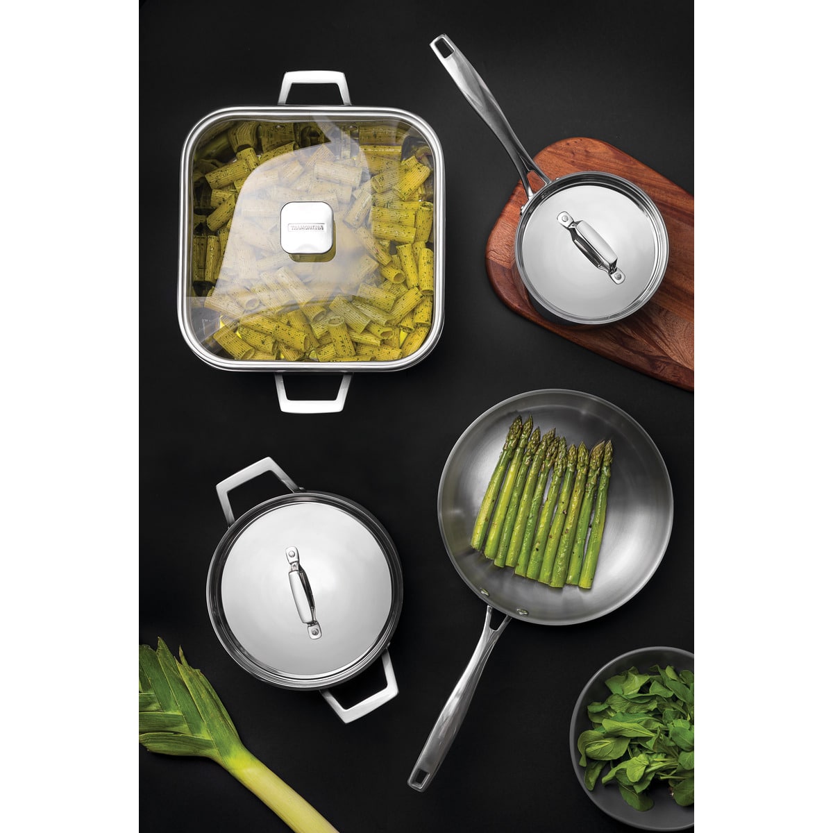 Tramontina Grano 16 cm 1,7 L stainless steel saucepan with tri-ply body, lid and long handle