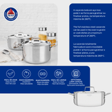 Tramontina Grano 24 cm 4.7 L stainless steel shallow casserole dish with tri-ply body, lid and handles