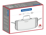 Tramontina Grano 24 cm 4.7 L stainless steel shallow casserole dish with tri-ply body, lid and handles