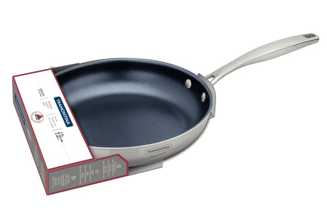 Tramontina Grano stainless steel frying pan with tri-ply body and interior graphite gray ceramic coating, 30 cm