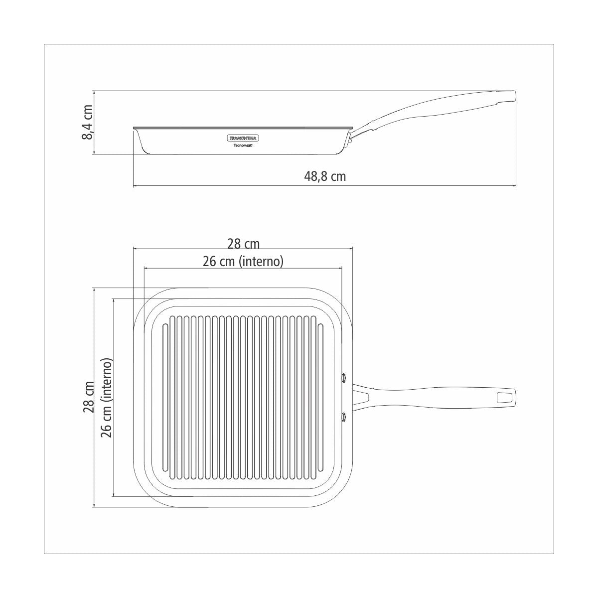 Tramontina Grano stainless steel griddle pan, 1.9 L