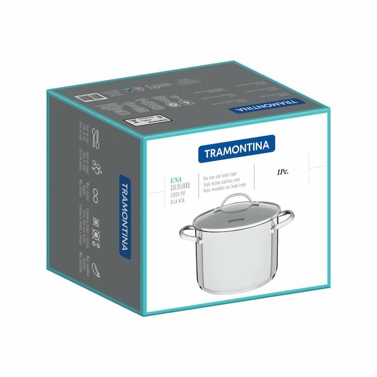 Tramontina Una 24cm 7.7L Stainless Steel Stock Pot with Tri-ply Bottom