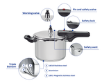 Tramontina Brava Pressure Cooker in Stainless Steel with Triple Bottom 22 cm 6 L