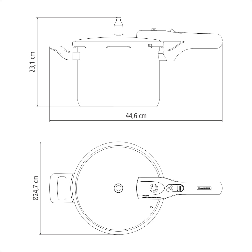 Tramontina Brava Pressure Cooker in Stainless Steel with Triple Bottom 22 cm 6 L