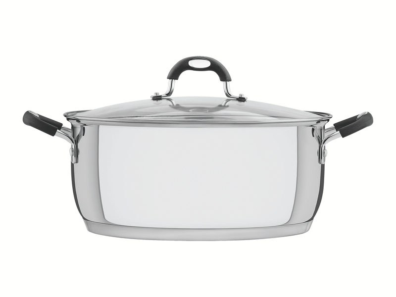 Tramontina Solar Silicon 30cm 8.9L Stainless Steel Shallow Casserole with Tri-ply Bottom