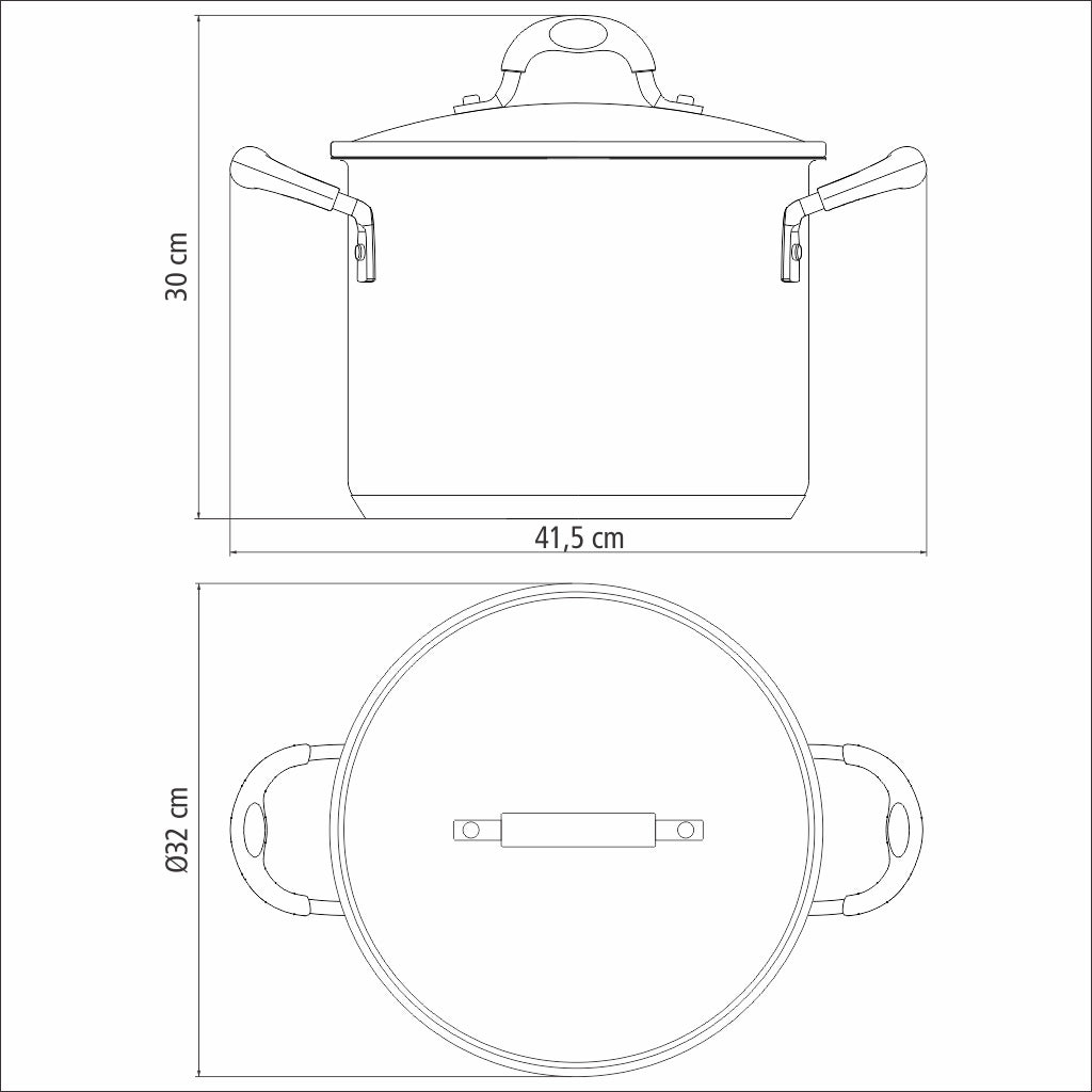 Tramontina Solar Silicone 30cm 15.4L Stainless Steel Stock Pot – Tri-Ply Bottom, Induction Ready, Dishwasher Safe