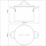 Tramontina Solar Silicone 30cm 15.4L Stainless Steel Stock Pot – Tri-Ply Bottom, Induction Ready, Dishwasher Safe