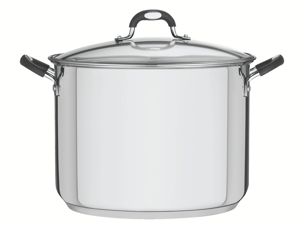 Tramontina Solar Silicone 30cm 15.4L Stainless Steel Stock Pot – Tri-Ply Bottom, Induction Ready, Dishwasher Safe