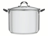 Tramontina Solar Silicone 30cm 15.4L Stainless Steel Stock Pot – Tri-Ply Bottom, Induction Ready, Dishwasher Safe