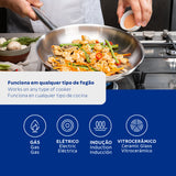 Tramontina Professional 30 cm 2.9 L shallow stainless steel frying pan with long handle and tri-ply base 62633300