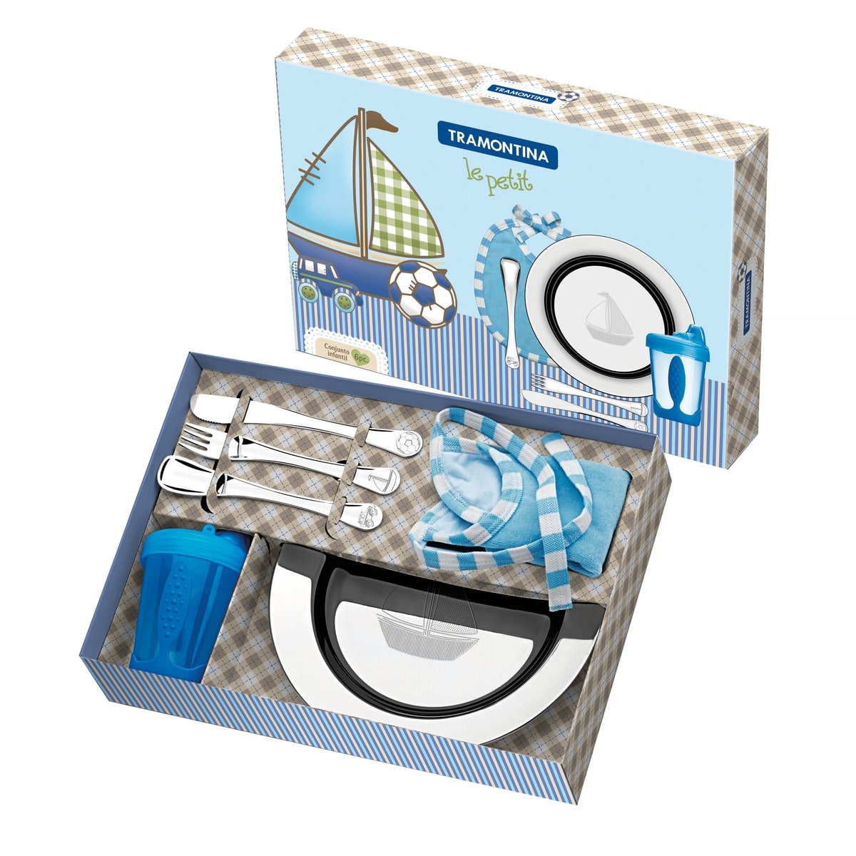 Le Petit blue stainless steel children's meal set, 6 pc set