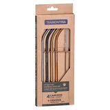 Tramontina stainless steel colorful drinking straw set with cleaning brush, 5 pc set