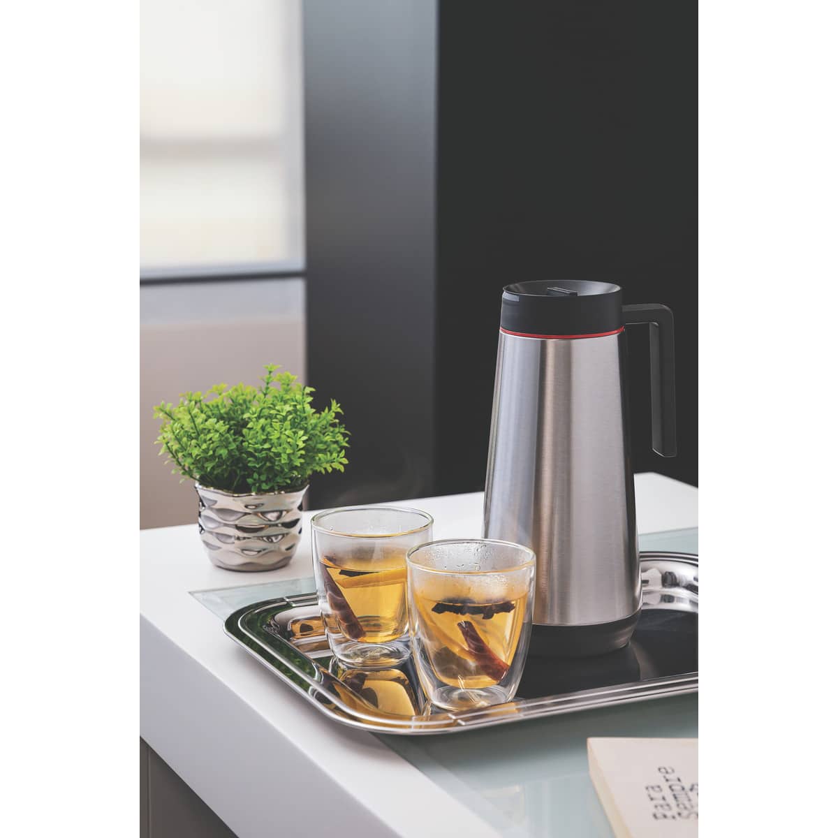 Service double-walled glass tea and coffee cups without handles, 2 pc set