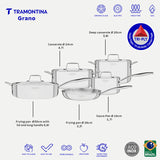 Tramontina Grano 9-piece stainless steel cookware set with tri-ply body
