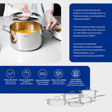 Tramontina Grano 9-piece stainless steel cookware set with tri-ply body