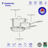 Tramontina Grano 5-piece stainless steel cookware set with tri-ply body
