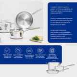 Tramontina Grano 5-piece stainless steel cookware set with tri-ply body