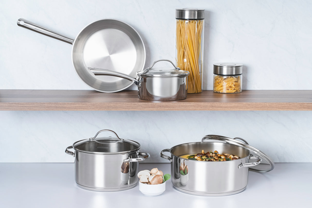 Tramontina Una 7 Pieces Stainless Steel Cookware Set with Tri-ply Bottom