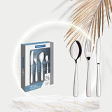 Tramontina Amazonas stainless steel flatware set with steak knives, mirror finish 24 pc set