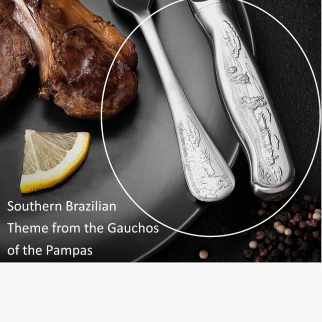 Tramontina Classic 4 Pieces Stainless Steel Barbecue Flatware Set with Polished Finish, Relief Designed Handles and Case