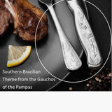 Tramontina Classic 4 Pieces Stainless Steel Barbecue Flatware Set with Polished Finish, Relief Designed Handles and Case