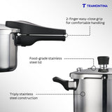 Tramontina Aero Arc 5L Tri-Ply Stainless Steel Pressure Cooker |3-Layer Safety System | Gas & Induction Compatible | Ergonomic Easy-Close | Inner Markings.