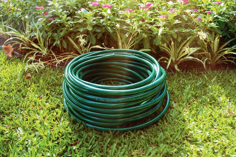Tramontina 30m Flex Garden Hose in Green with 3-Layers PVC Fiber and Braided Polyester Cord