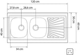 Tramontina Stainless Steel lay-on  Sink  120X60 2CB