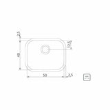 وعاء ترامونتينا أريا ماكسي 50×40 سم 50 BS من الفولاذ المقاوم للصدأ بلمسة نهائية ساتان للتركيب العلوي أو السفلي مع مصفاة وصمام