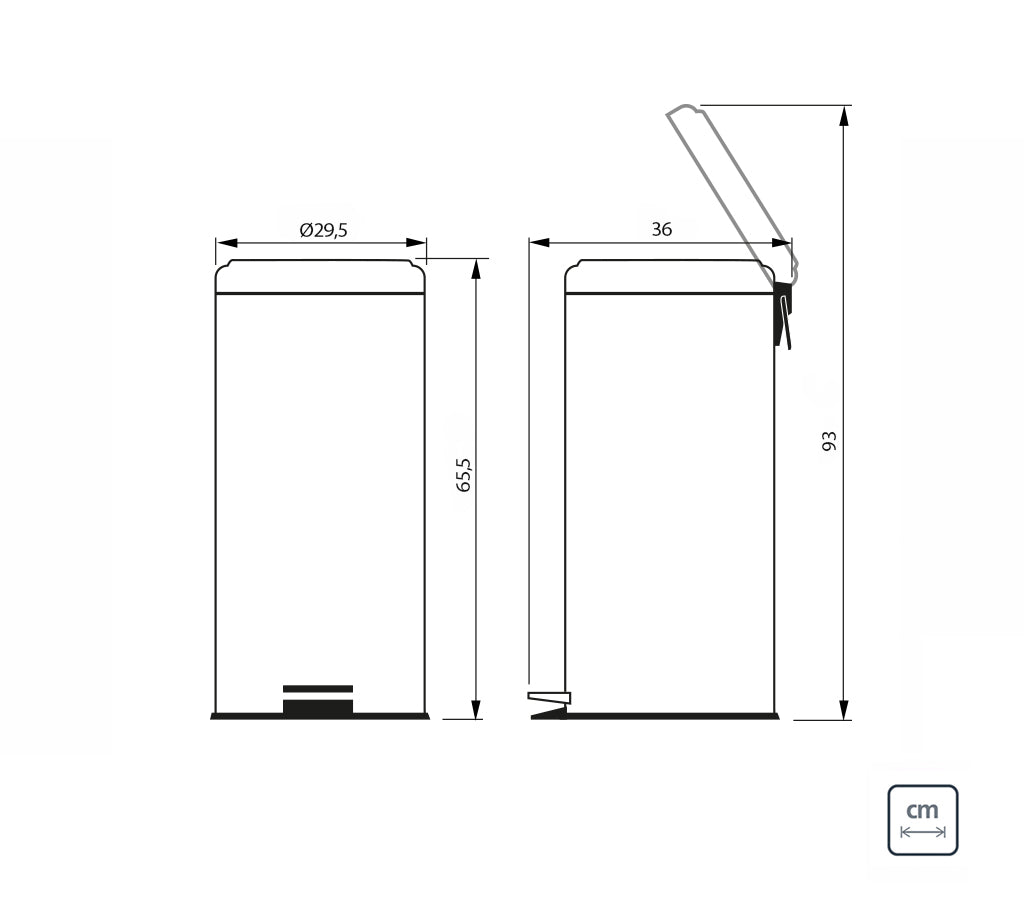 Tramontina stainless steel pedal trash bin with a scotch brite finish and removable internal bucket 30 L