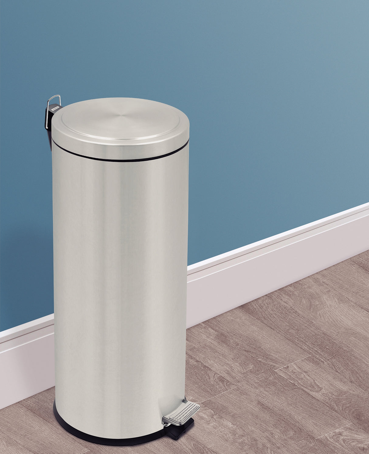 Tramontina stainless steel pedal trash bin with a scotch brite finish and removable internal bucket 30 L