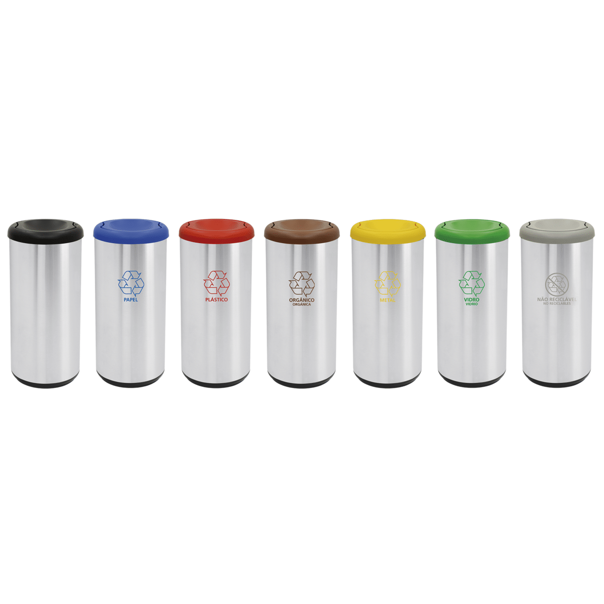 Tramontina Piemonte 40Liter stainless Steel Swing Trash Bin with a Scotch Brite Finish and Green PolypropyleneLid and Base