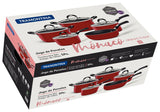 Tramontina Monaco Induction Ready 9 Pieces Aluminum Cookware Set with Interior Starflon Premium Nonstick Coating and Exterior Red Silicone Coating